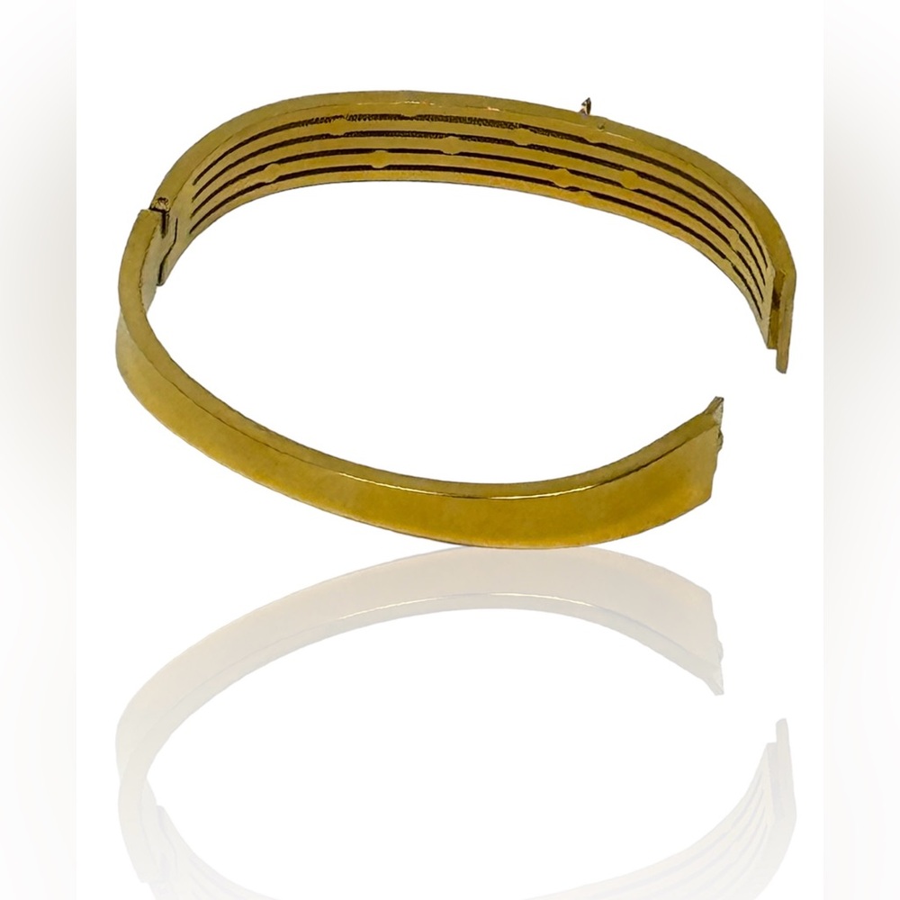 🛍️SALE🛍️ Stainless Steel Gold Color Plated Turkish Evil Eye Charms Bangle - Picture 6 of 7